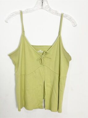 Hollister Light Green Ribbed Tank Top with Front Tie